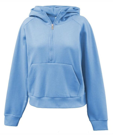 Ladies 1/2 Zip Pouch Pocket Hooded Sweatshirt