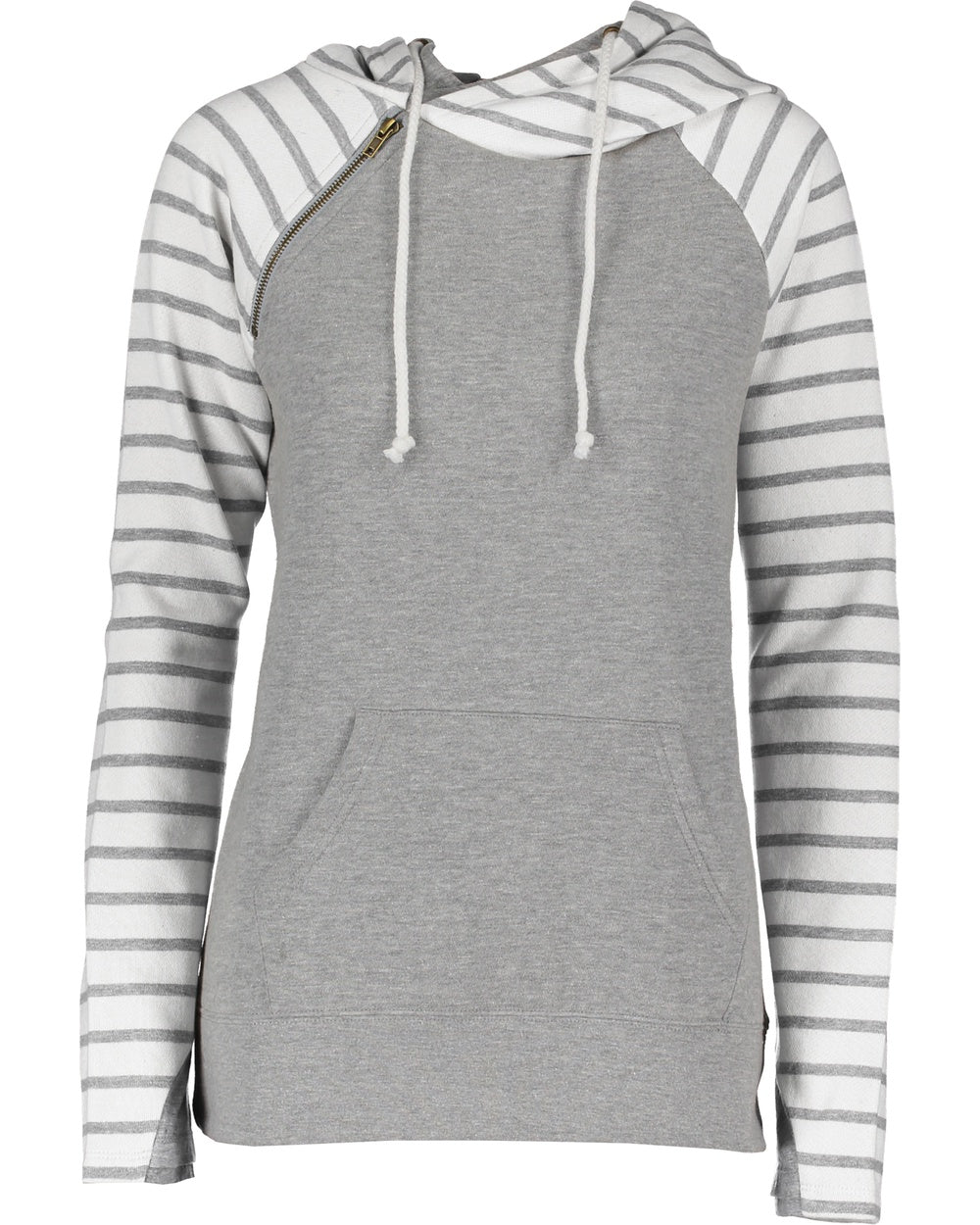 Ladies Stripe Double Hooded Sweatshirt