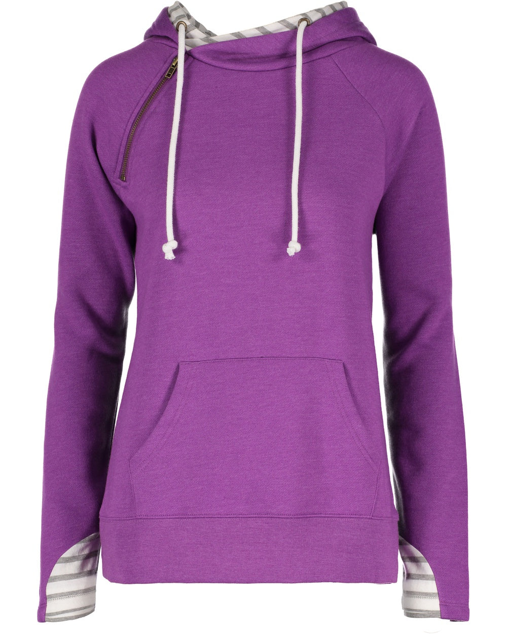 Ladies Stripe Double Hooded Sweatshirt