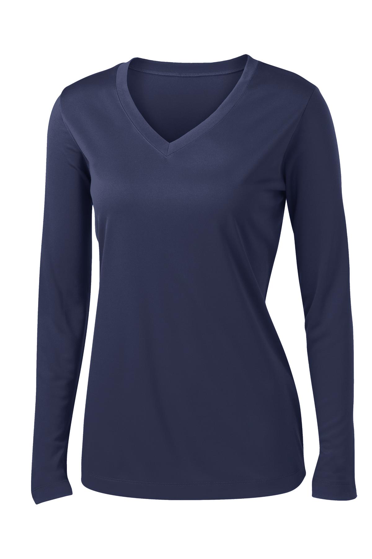 Ladies Long Sleeve V-Neck Performance T-shirt