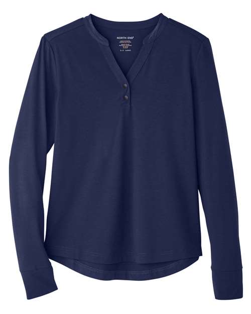 Ladies Snap-Up Stretch Performance Long Sleeve Henley