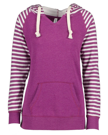 Ladies Stripe Chalk Hooded Sweatshirt