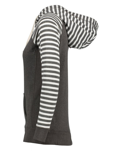 Ladies Stripe Chalk Hooded Sweatshirt