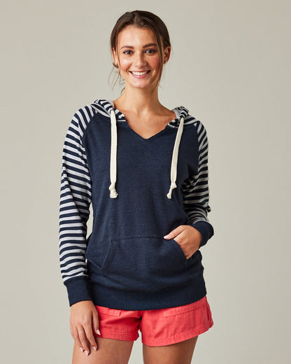 Ladies Stripe Chalk Hooded Sweatshirt