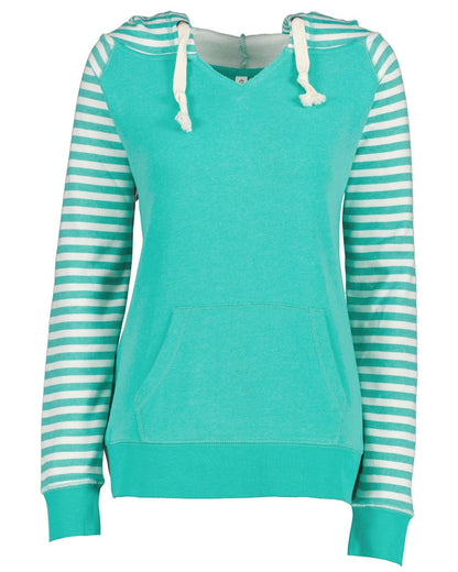 Ladies Stripe Chalk Hooded Sweatshirt