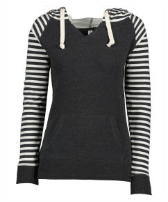 Ladies Stripe Chalk Hooded Sweatshirt