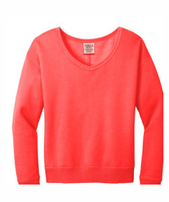 Ladies Beach Wash Garment Dye V-Neck Sweatshirt