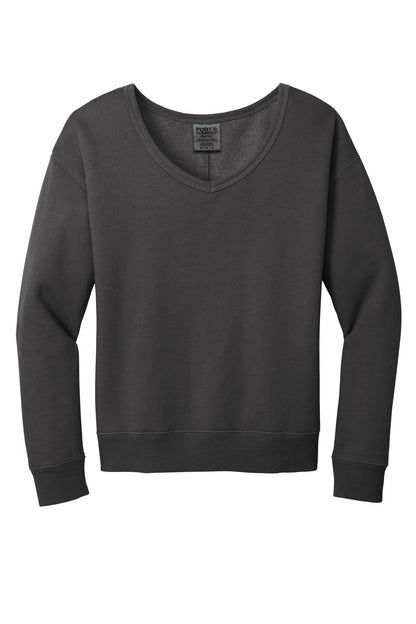 Ladies Beach Wash Garment Dye V-Neck Sweatshirt